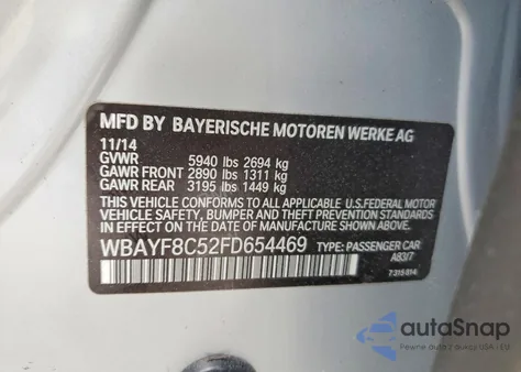 2015 BMW 750 Lxi из США, поврежденный, VIN WBAYF8C52FD654469